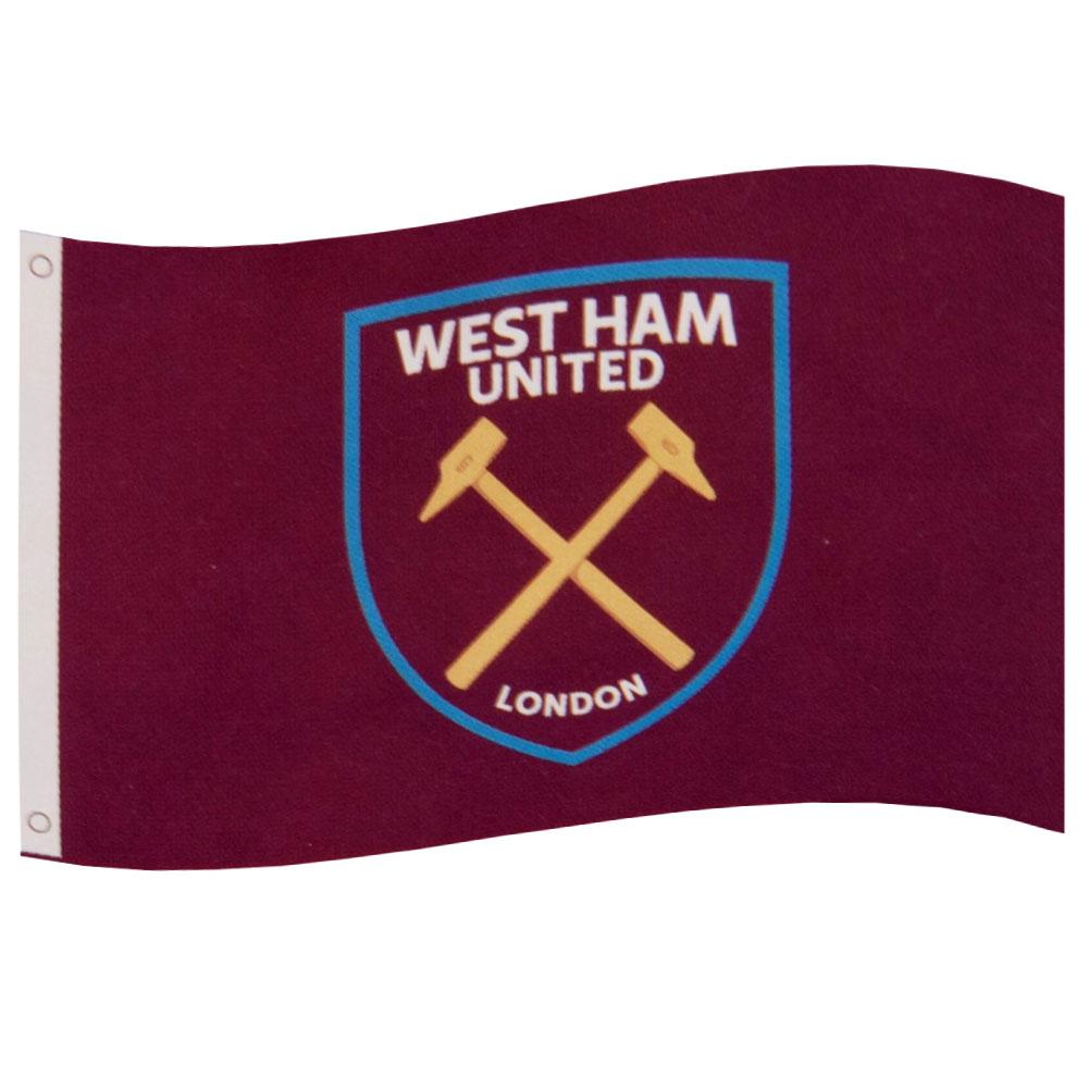 West Ham United FC claret supporters flag with a full colour Hammers crest in the centre