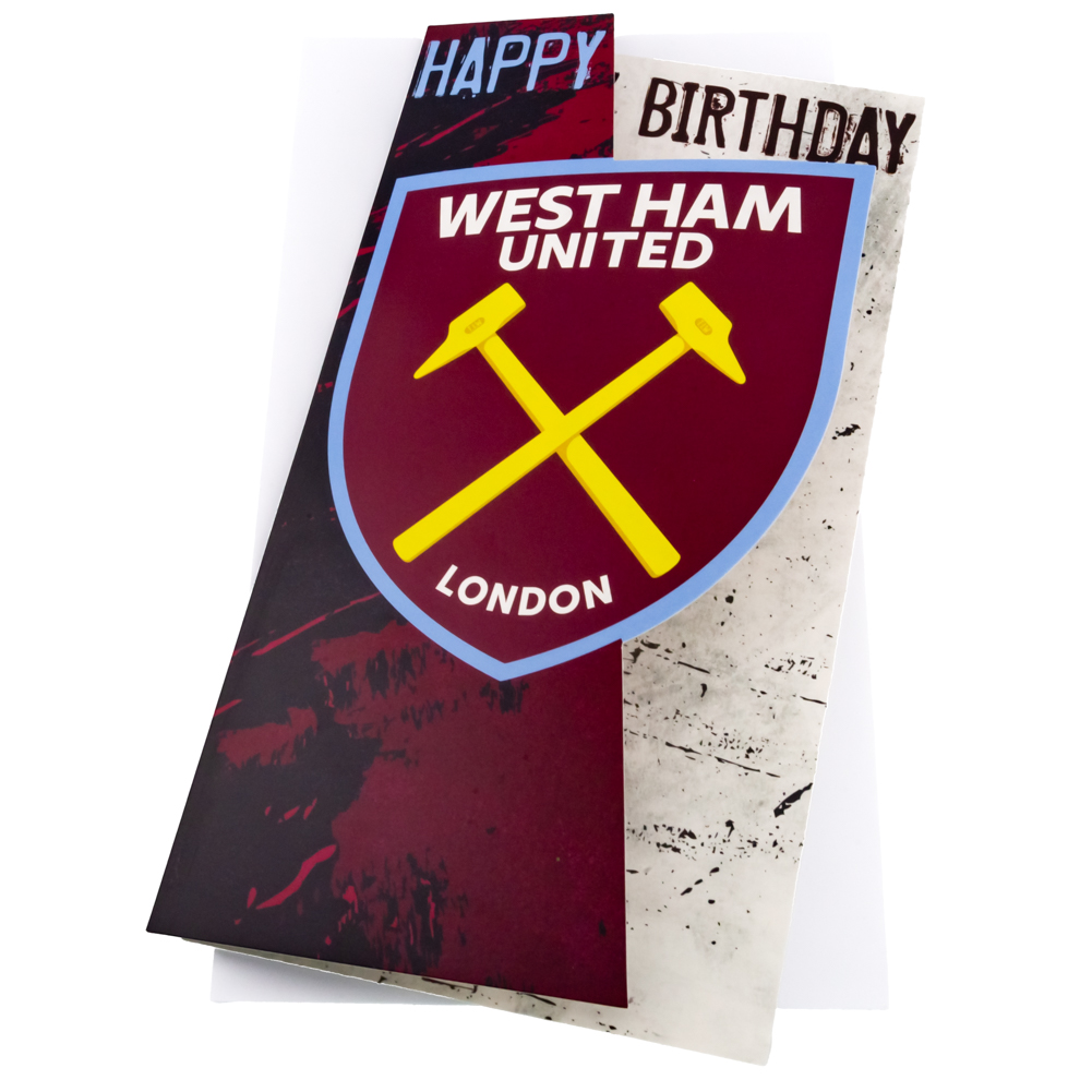 West Ham United FC fold out birthday card with a large full colour West Ham crest on the front