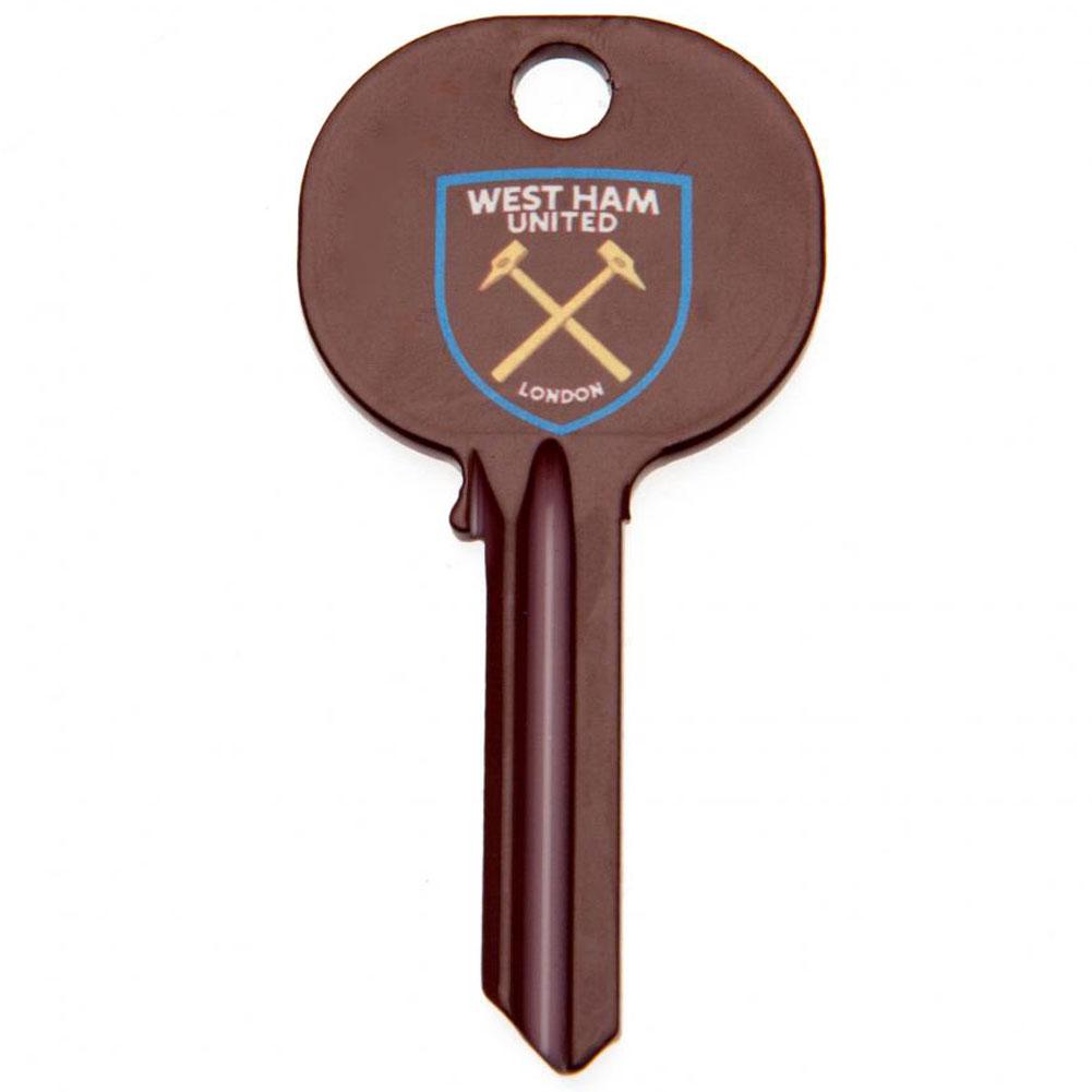 West Ham United FC blank door key with a full colour club crest repeated on both sides