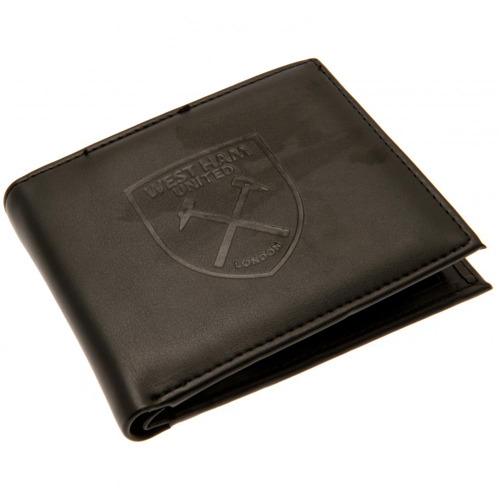 Black West Ham United FC PU wallet with a large debossed club crest