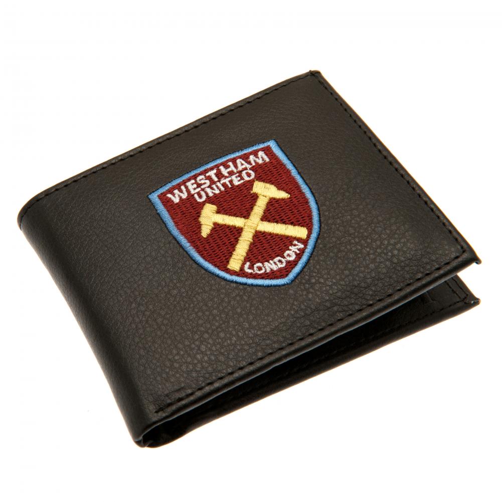 Black West Ham United FC PU wallet with a large embroidered club crest
