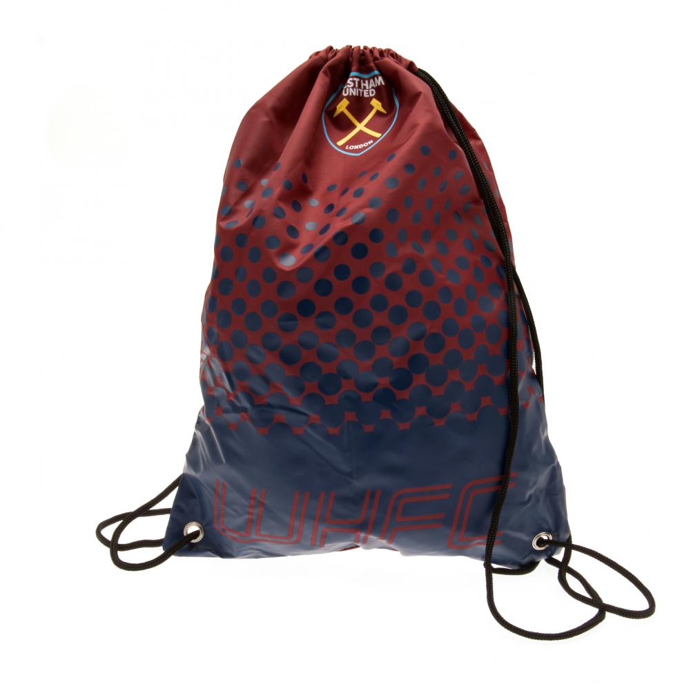 West Ham United FC Fade gym bag featuring WHUFC text and a full colour club crest