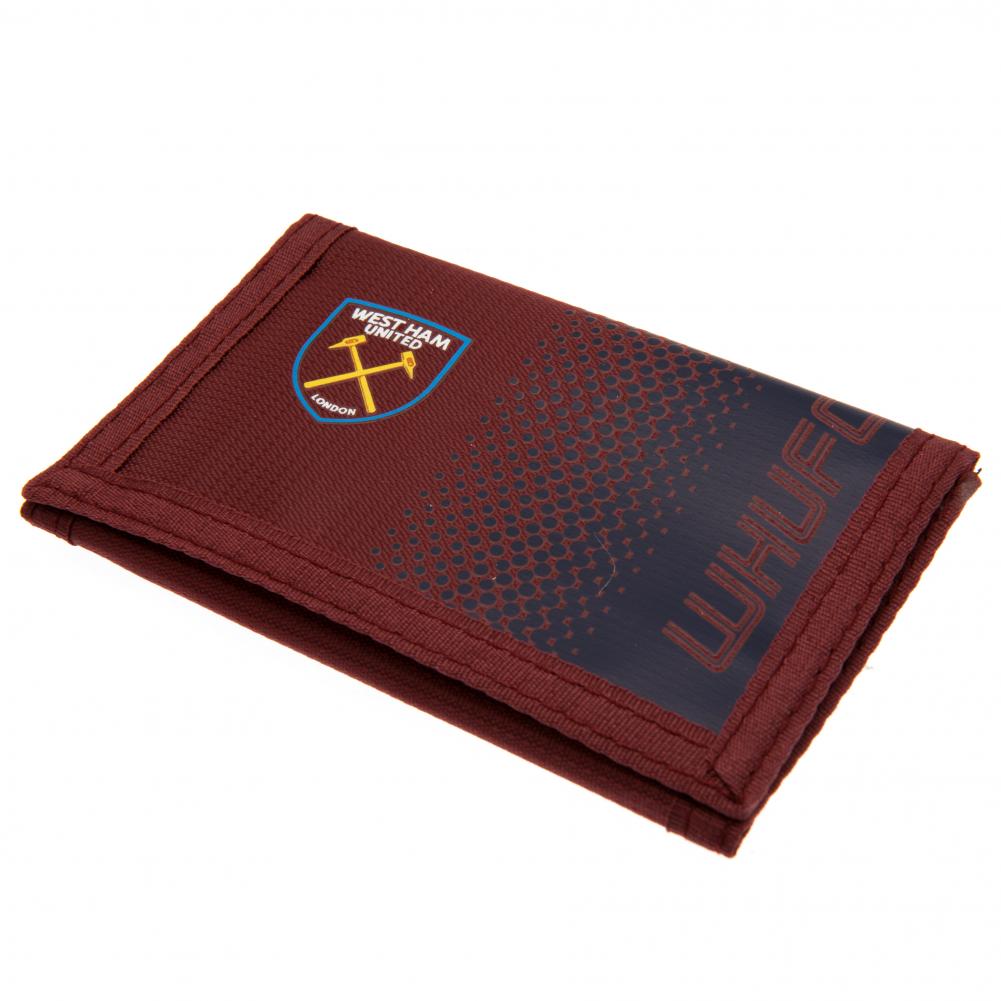 West Ham United FC fade design wallet with WHUFC text and a full colour club crest