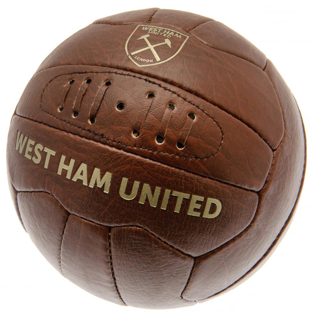 West Ham United FC faux leather effect retro Size 5 football with a gold debossed crest and text