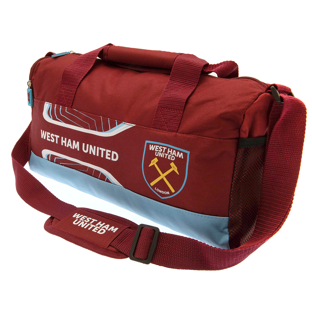 West Ham United Flash design duffle bag with West Ham text, the club crest, carry handles and a strap