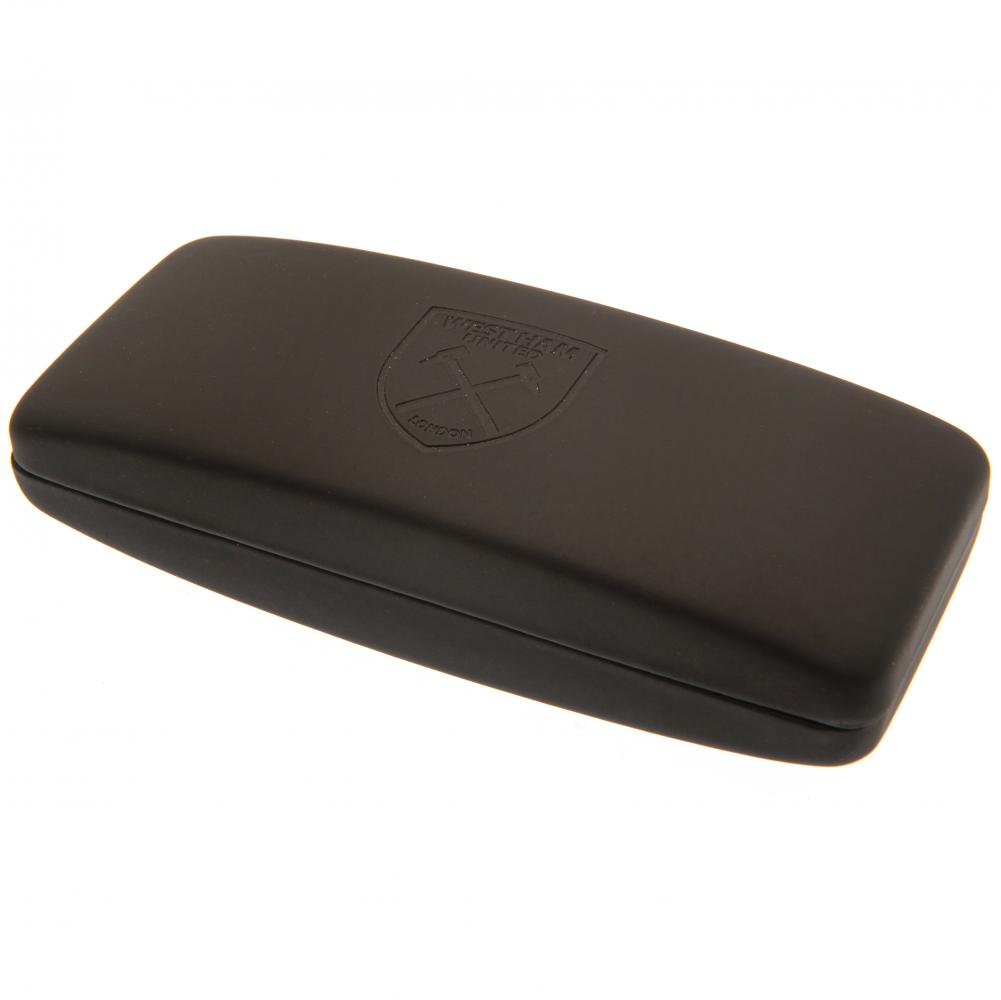 Black debossed West Ham United FC glasses case with a club crest lens cloth in a presentation box