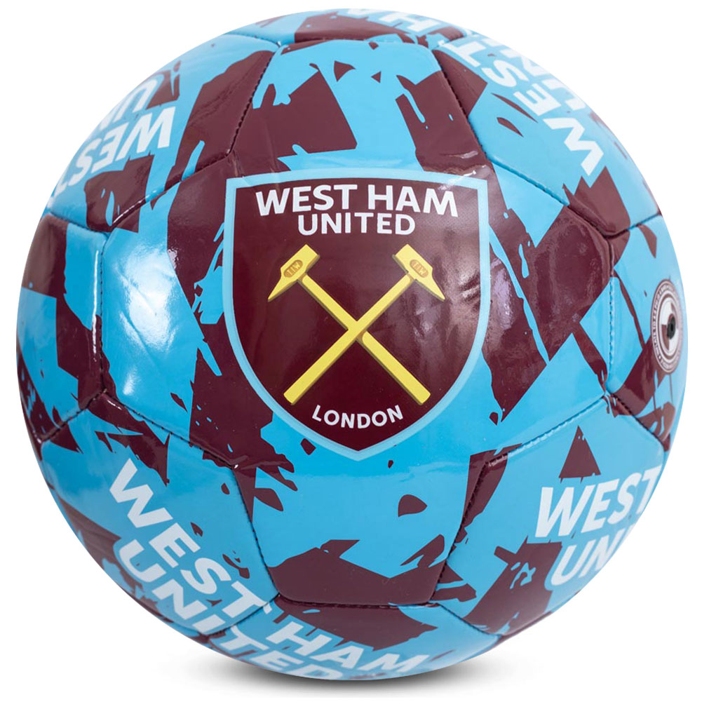 West Ham United FC blue graffiti design Size 5 football with a full colour West Ham crest