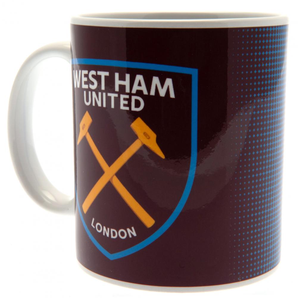 West Ham United FC ceramic mug with a full colour halftone club crest and a white handle