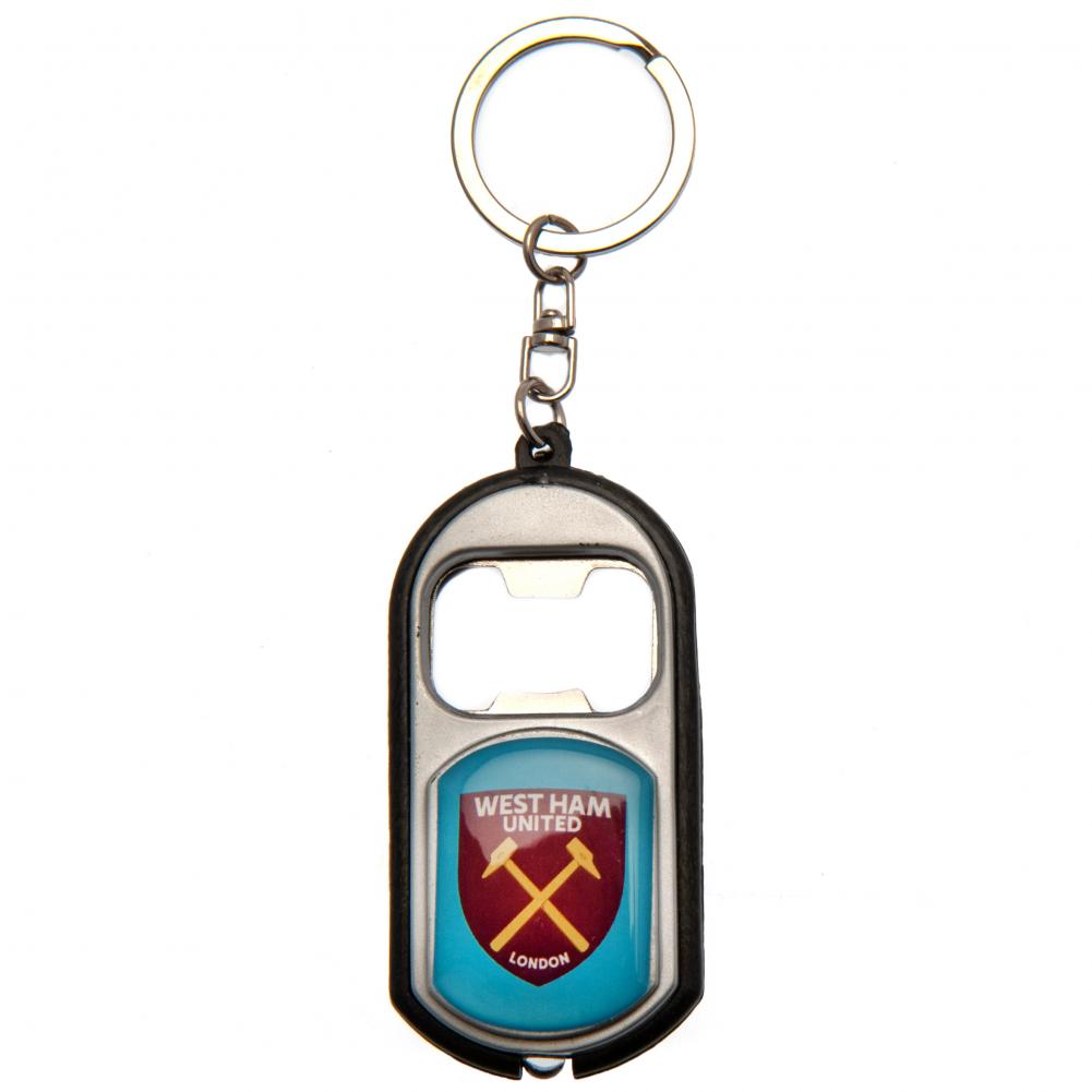 West Ham United FC plastic club crested keyring with a bottle opener and a torch