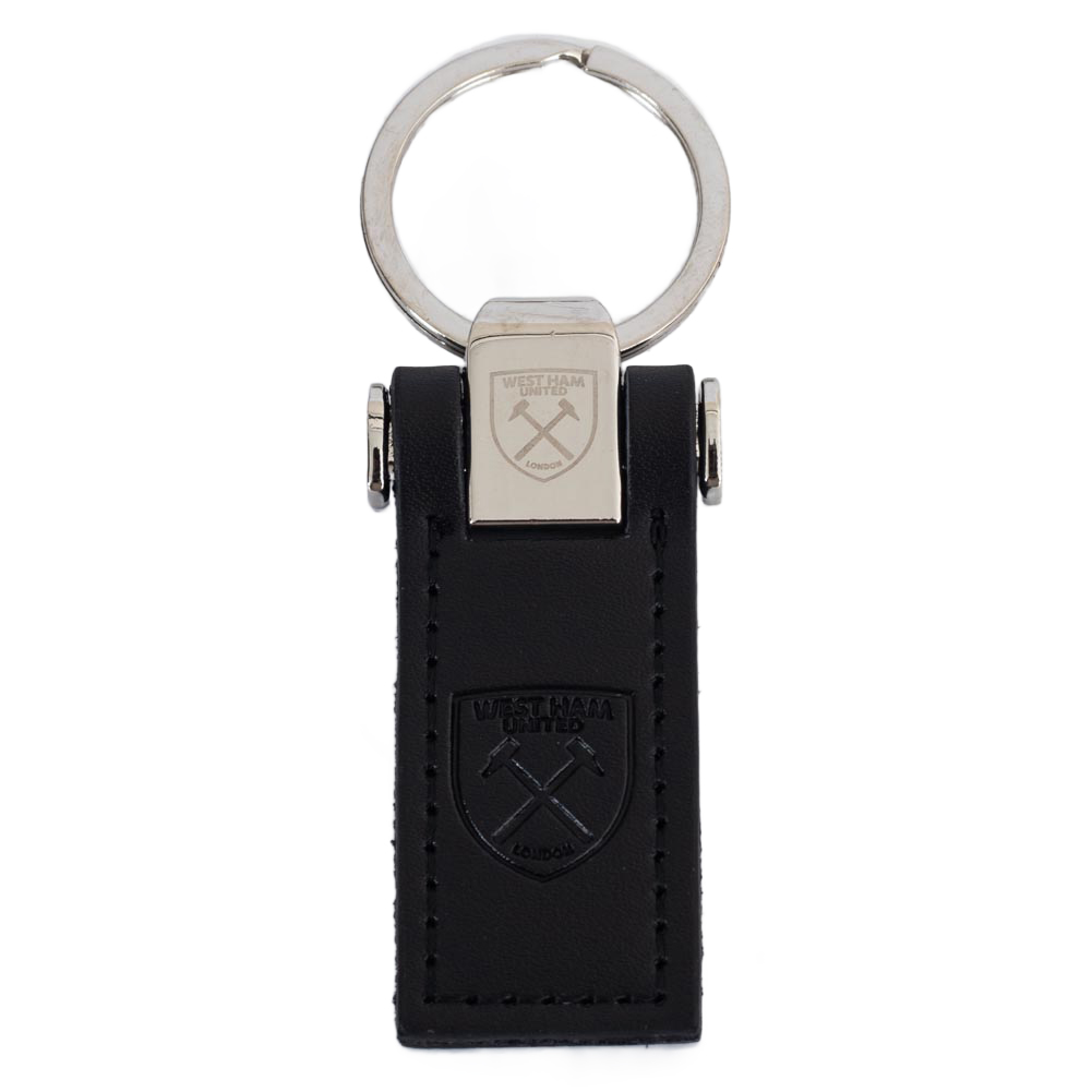 West Ham United FC executive leather key fob with a debossed West Ham crest and a metal keeper top