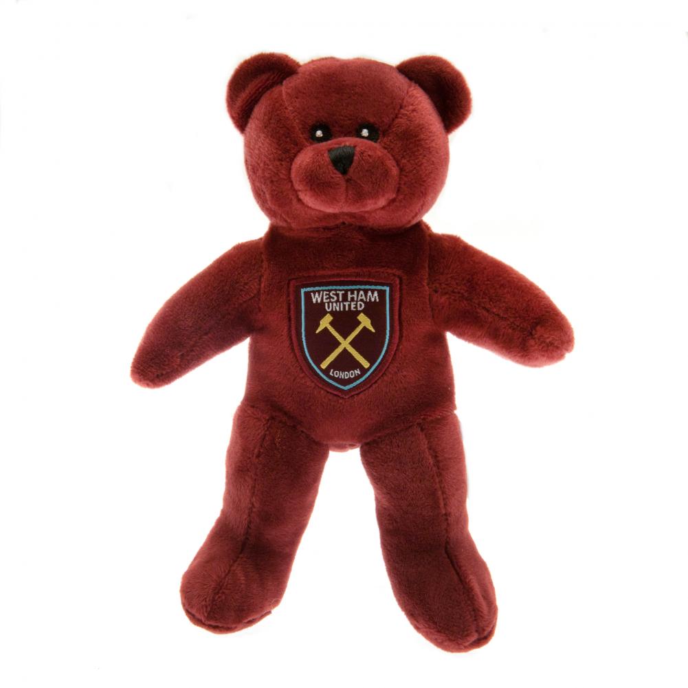 West Ham United FC claret mini plush bear with stitched features and a large woven club crest