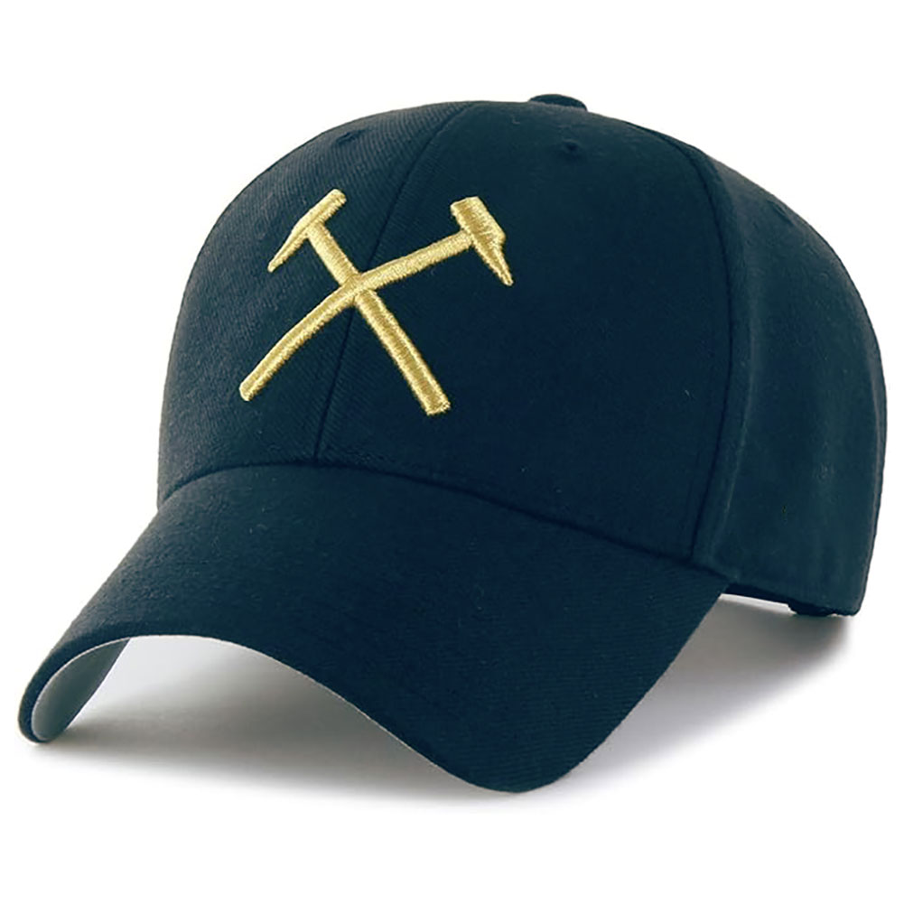 West Ham United FC navy classic curved brim cap with the crossed Hammers in raised embroidery