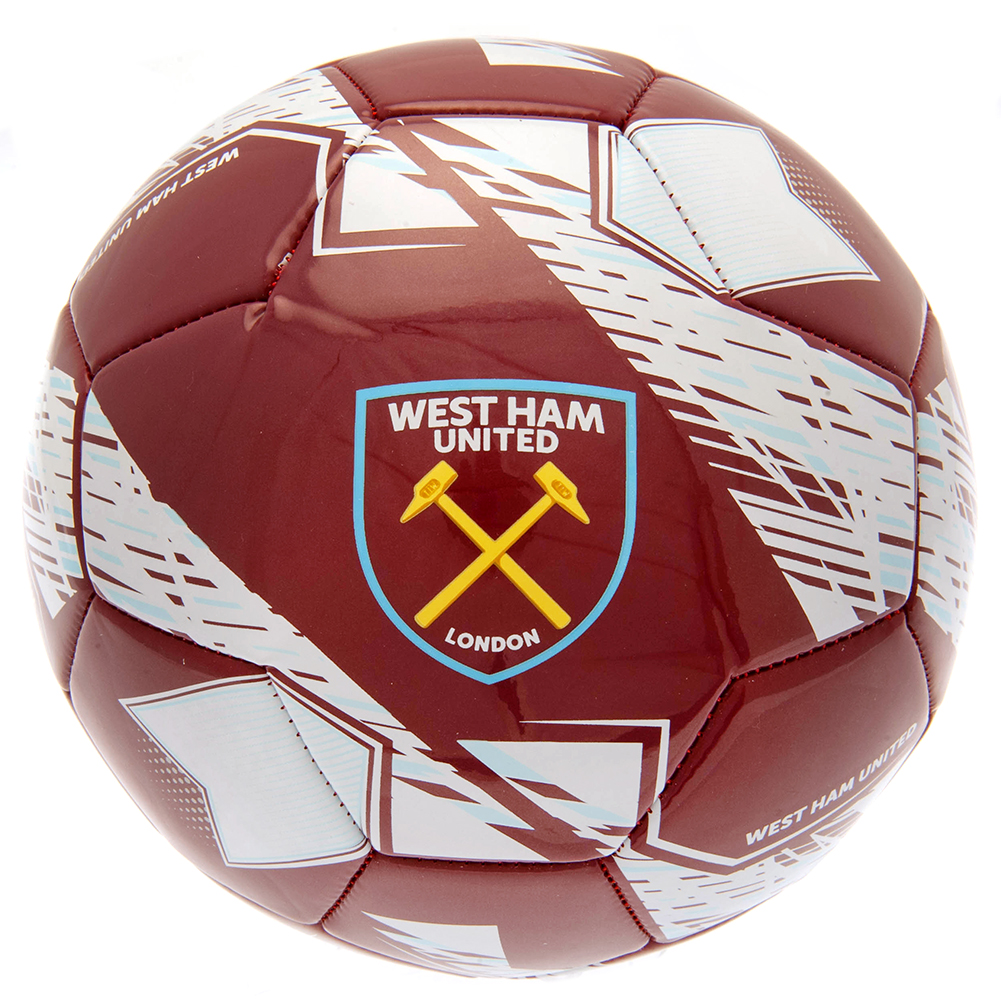 West Ham United FC claret and white nimbus design Size 5 football with a full colour West Ham crest
