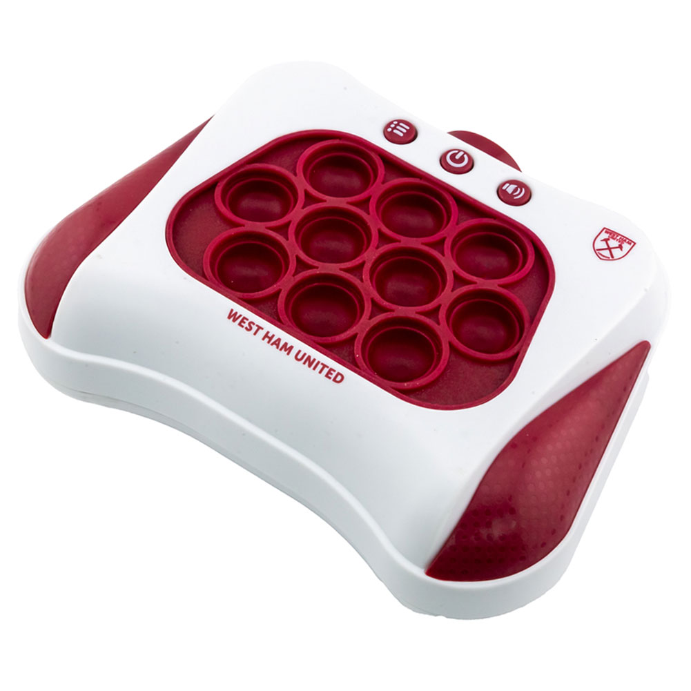 West Ham United FC hand held pop puzzle game with a white game pad, claret detail and the West Ham crest