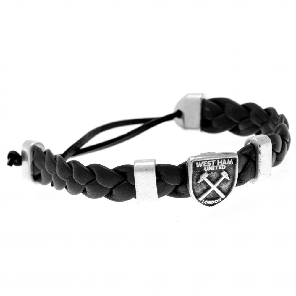West Ham United FC rope design PU slider bracelet with an old silver West Ham crest on a header card