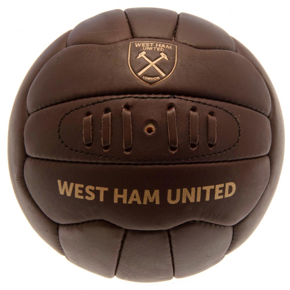 West Ham United FC retro heritage football in genuine leather with a gold debossed crest and text
