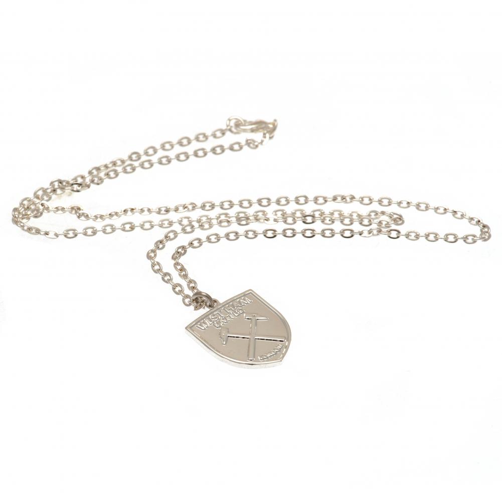 West Ham United FC silver plated crest pendant on a chain necklace with a lobster clasp, in a blister pack