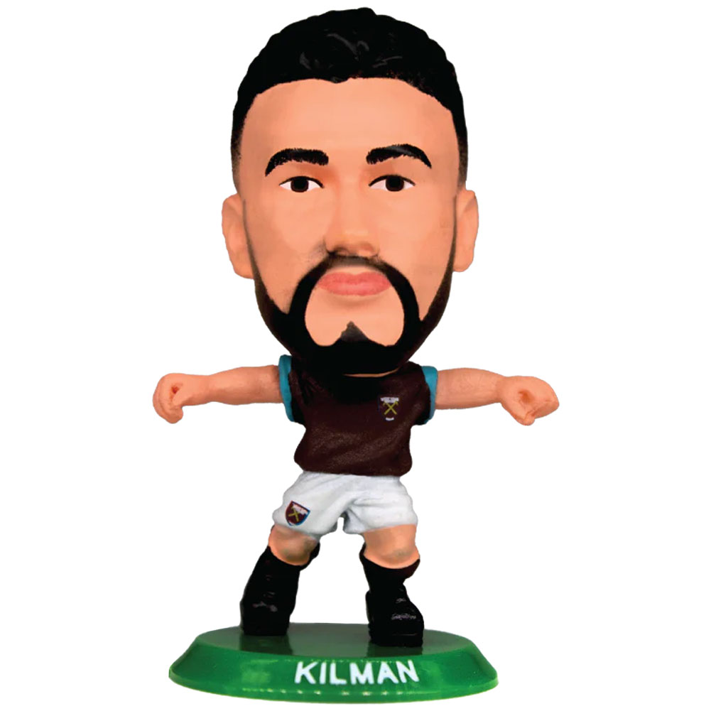 Kilman SoccerStarz figure in the classic West Ham home kit on a green base