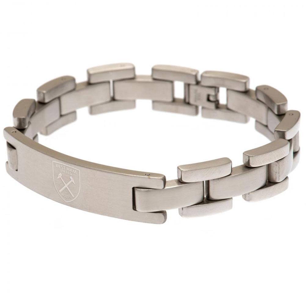 West Ham United FC classic stainless steel link bracelet with an engraved club crest plate