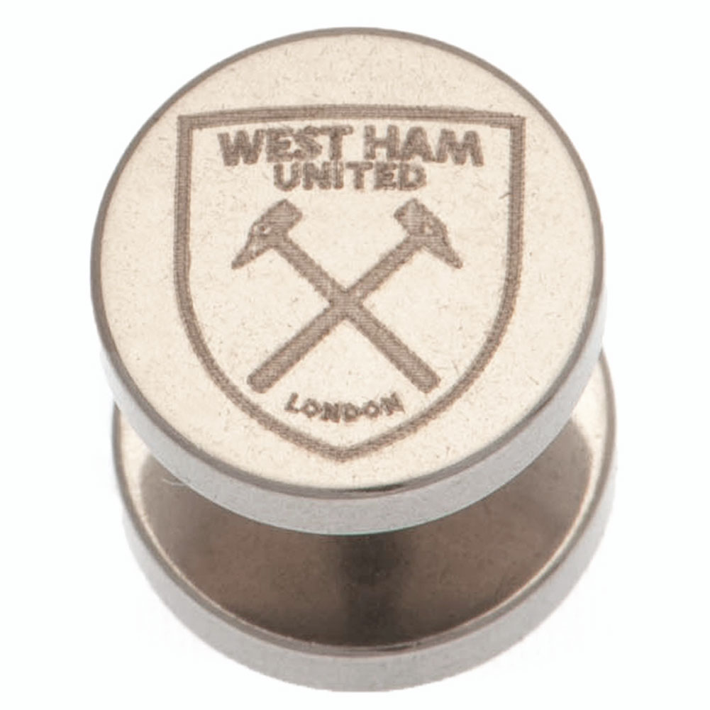 West Ham United FC stainless steel stud earring with a laser printed West Ham crest