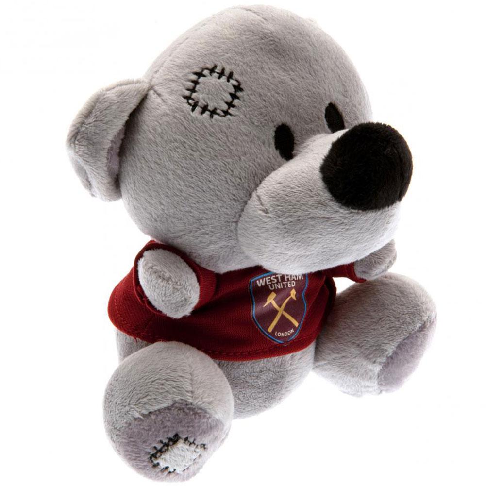 Grey West Ham United FC Timmy Bear plush in a claret t-shirt with a full colour club crest