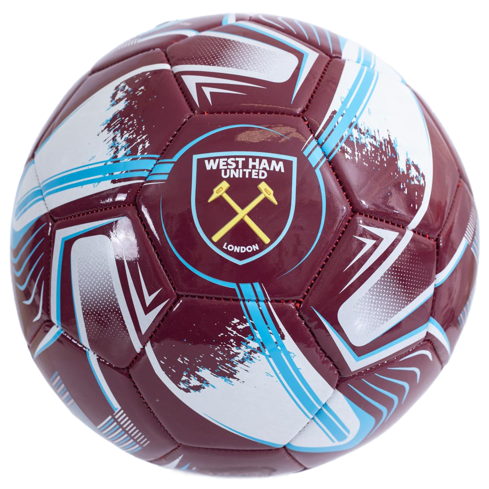 West Ham United FC Turbine football in claret, blue and white with a full colour Hammers crest