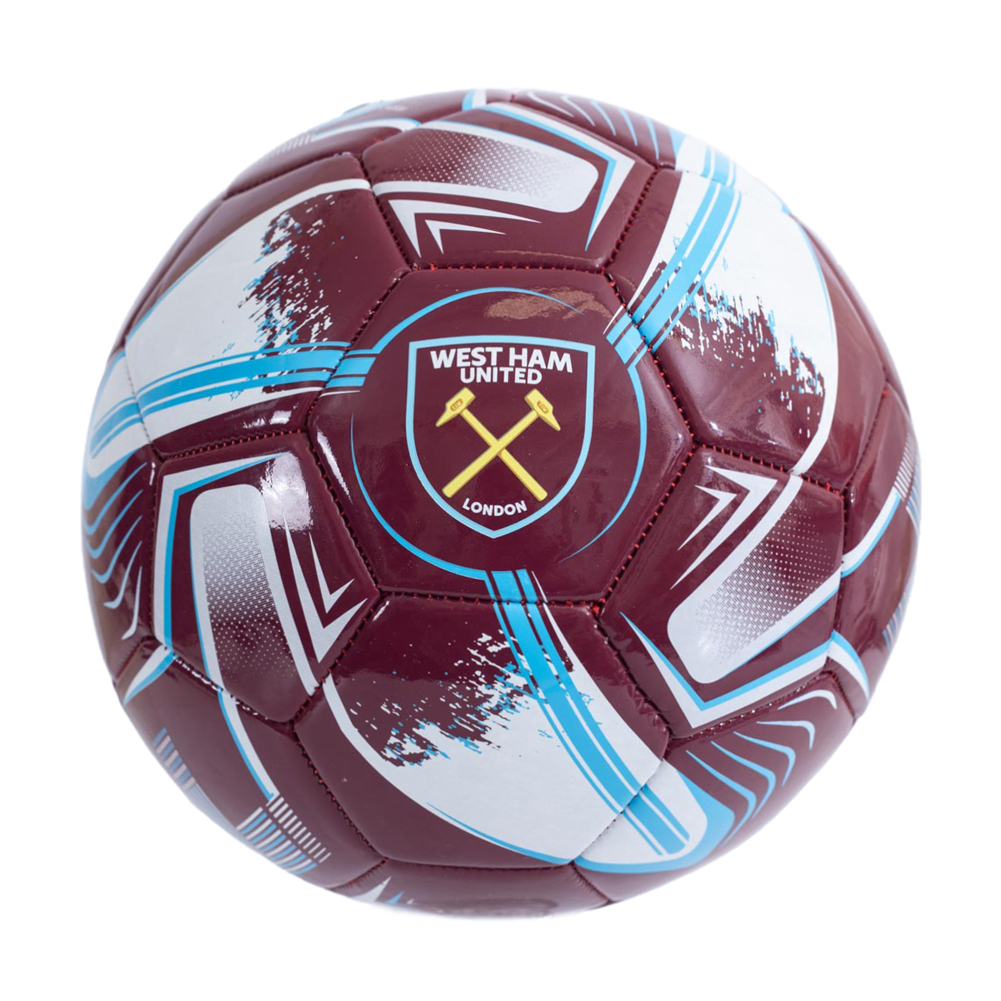 West Ham United FC Turbine print claret and blue 32 panel skill ball with a full colour West Ham crest