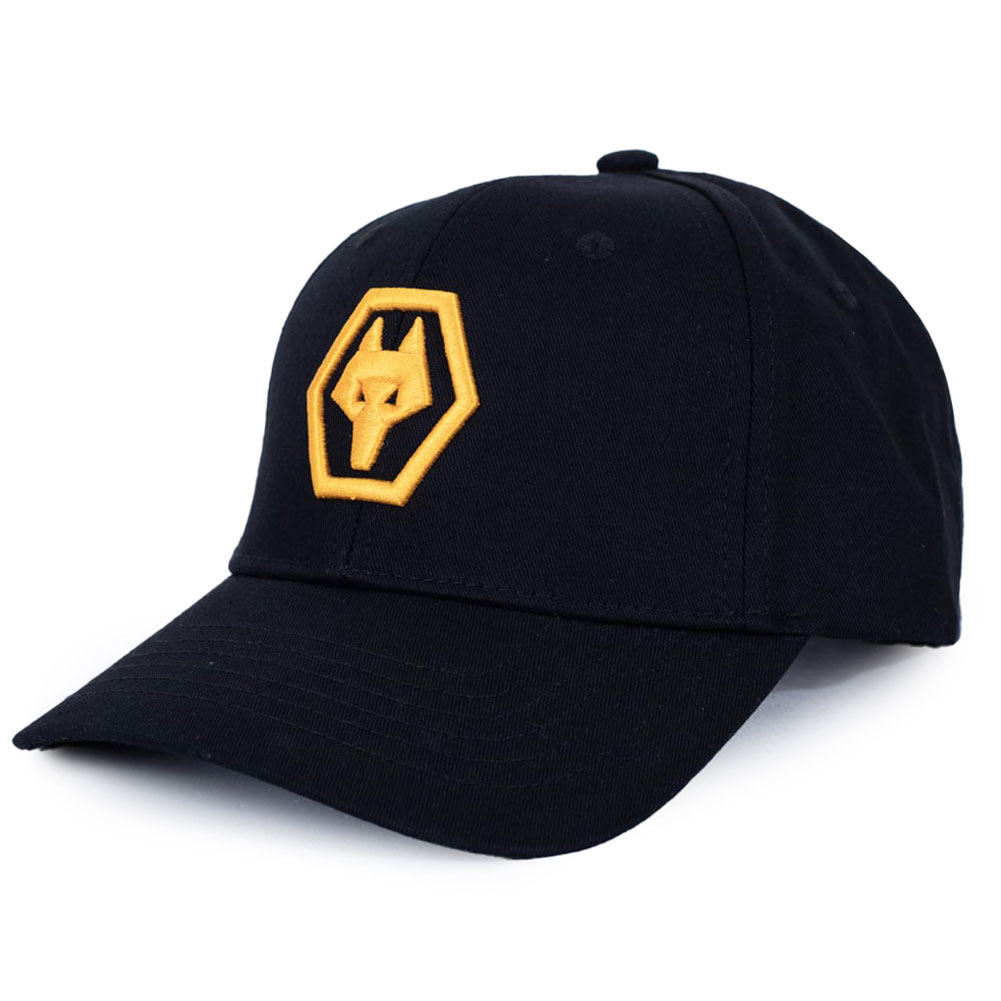 Wolverhampton Wanderers FC classic curved brim cap with a vibrant woven Wolves logo on the front
