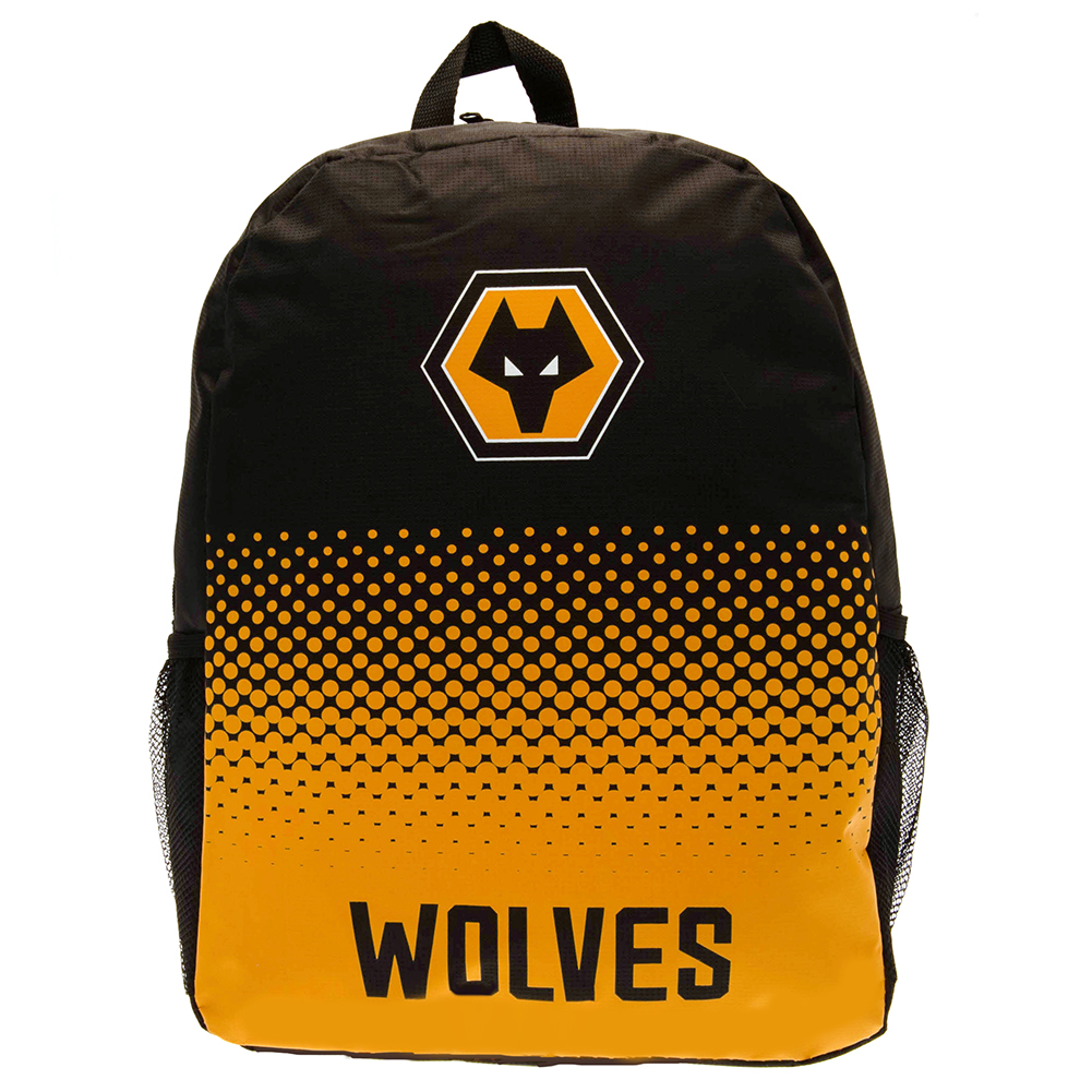 Wolverhampton Wanderers FC fade design backpack with Wolves text and club crest