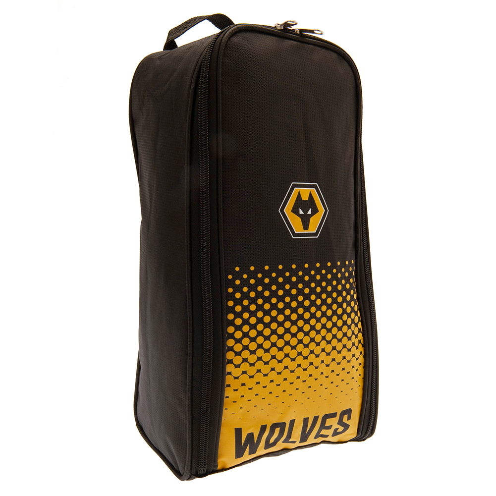 Wolverhampton Wanderers FC Fade design boot bag with Wolves text and a full colour club crest