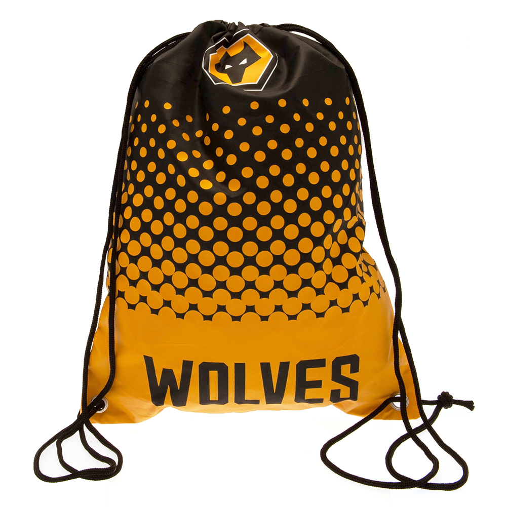 Wolverhampton Wanderers FC Fade gym bag with Wolves text and a full colour club crest
